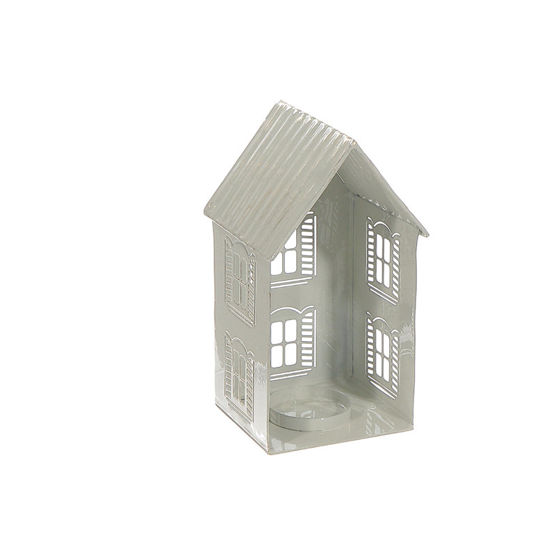 Maison blanche en métal avec porte-bougie