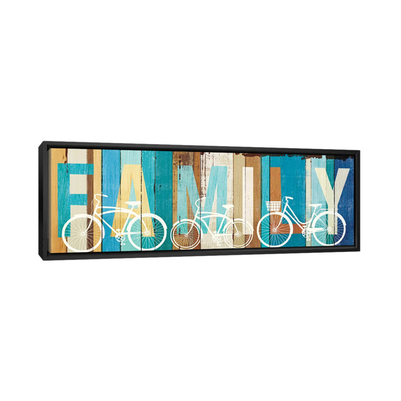 «Beachscape Series: Family I», art textuel sur toile, H 12 po x l 36 po x P 1,5 po, Cadre noir, Aucun mat