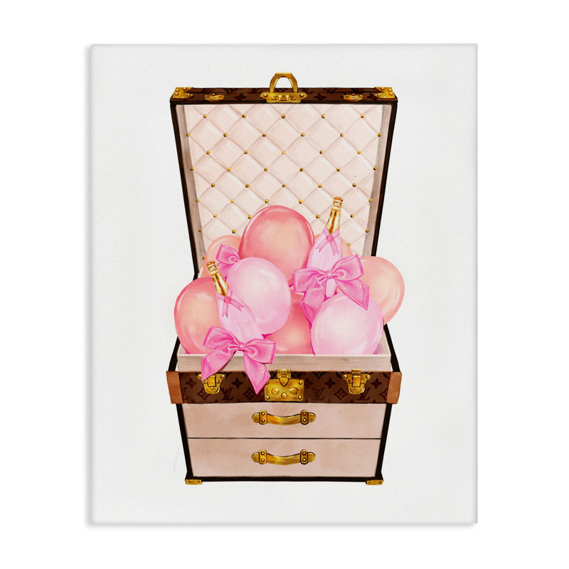 Toile avec ballon et champagne remplis, design par Ziwei Li, H 20 po x l 16 po