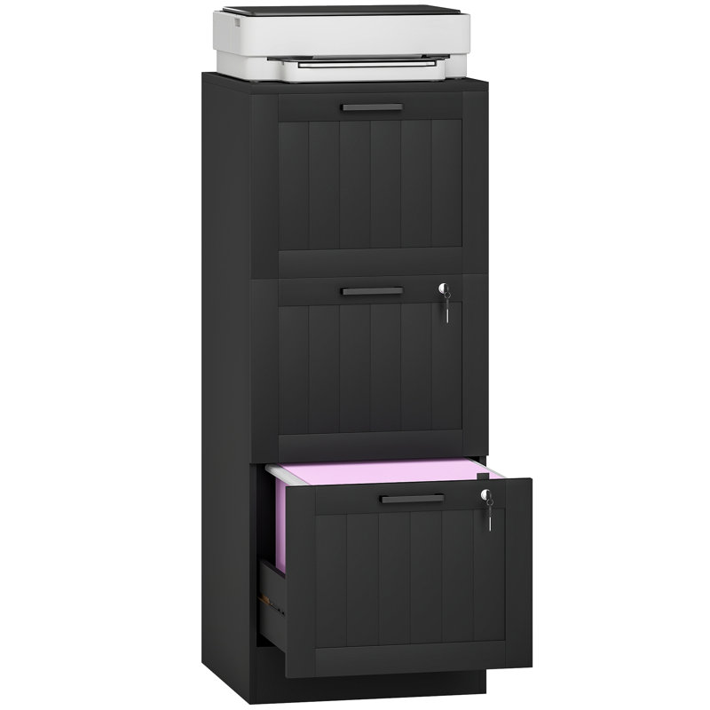 40cm Wide 3 -Drawer File Cabinet, Black