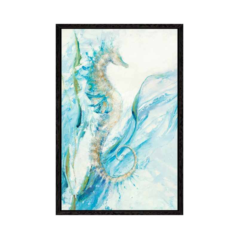 New Seahorse by Dina D'Argo - Painting on Canvas, Black Framed, 66.04cm H x 45.72cm W x 3.81cm D