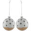 Abstract Glass Ball Christmas Ornaments - 3" (80Mm) - White And Black - 6Ct