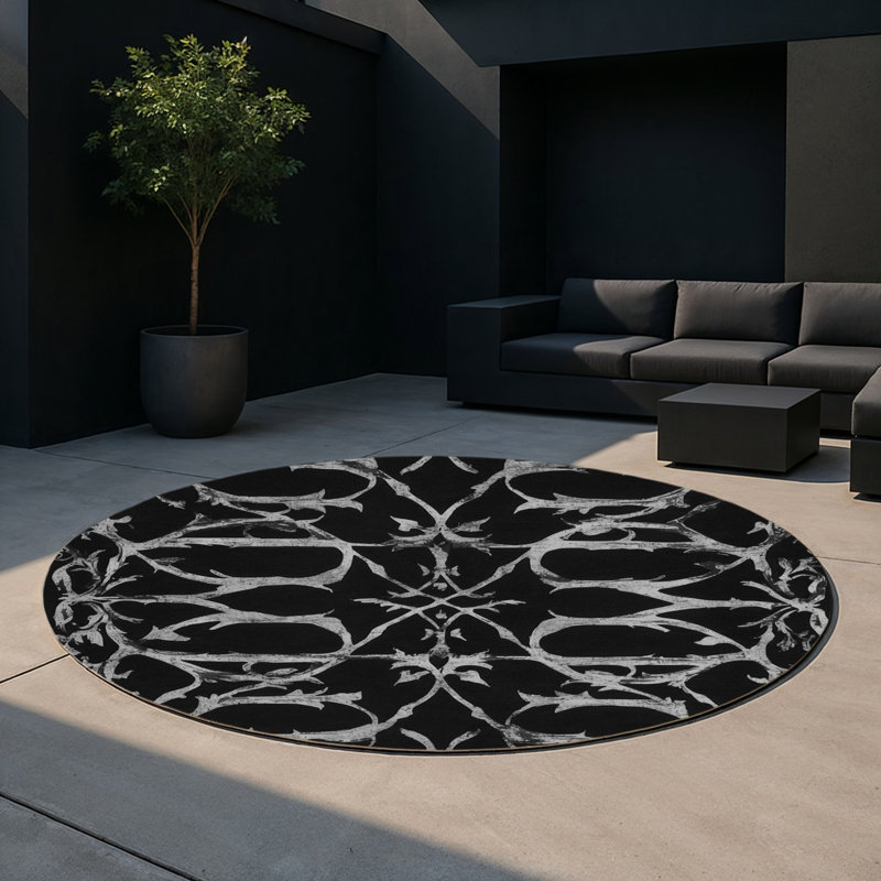 Rustling Ivy Indoor And Outdoor Area Rug, Round 5'