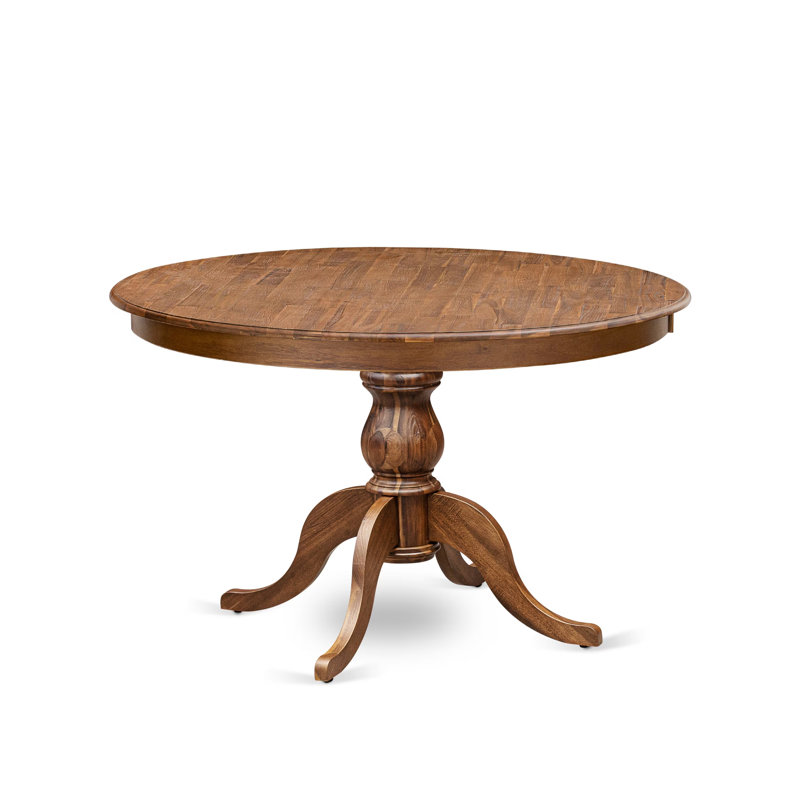 Round Breakfast Table with Acacia Wood Top and Elegant Pedestal Base - Antique Walnut Finish, Antique Walnut