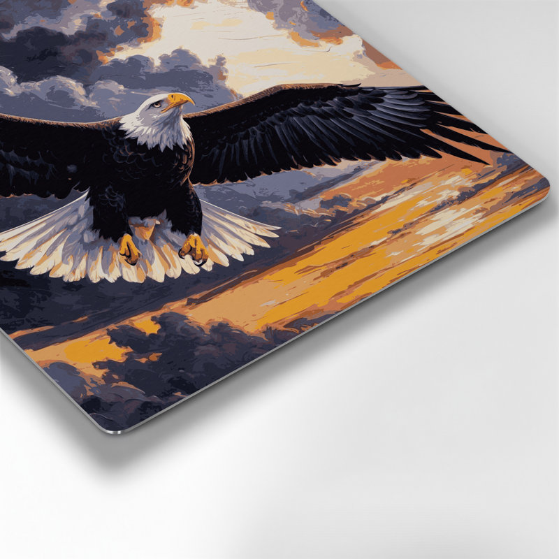 Oiseaux, aigle à queue blanche, art mural en métal gris, H 32 po x l 32 po