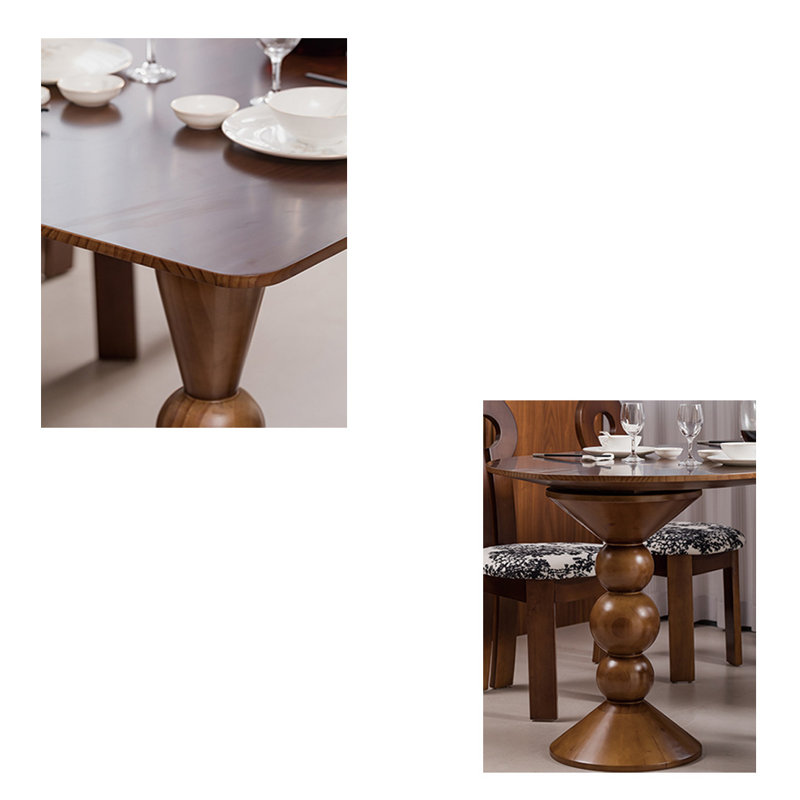 Table de salle à manger en bois massif rétro, H 29,52 po x L 62,99 po x l 31,49 po