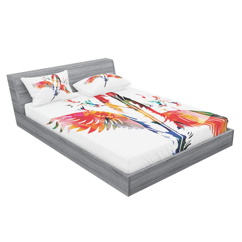 Feathers Microfiber Sheet Set, Queen Sheet Set + Fitted Sheet + 2 Pillowcases