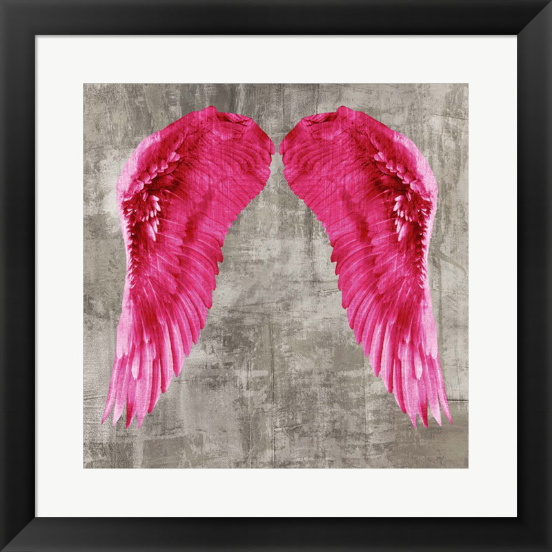 «Angel Wings VI» par Joannoo, art mural encadré, H 19,5 po x l 19,5 po x P 1 po, Papier beaux-arts encadré noir