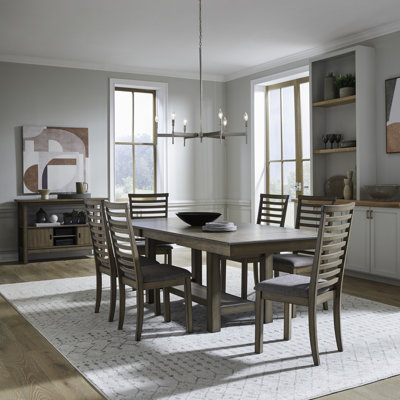 Ensemble de table de salle à manger à tréteaux Luz avec 6 chaises rembourrées