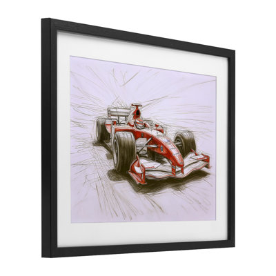 Reproduction sous verre de concept de voiture de course esquissée, design par Steve Hunziker