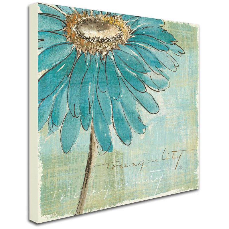 « spa marguerites iii », bleu de toile encadrée, H 35 po x l 35 po x P 2 po