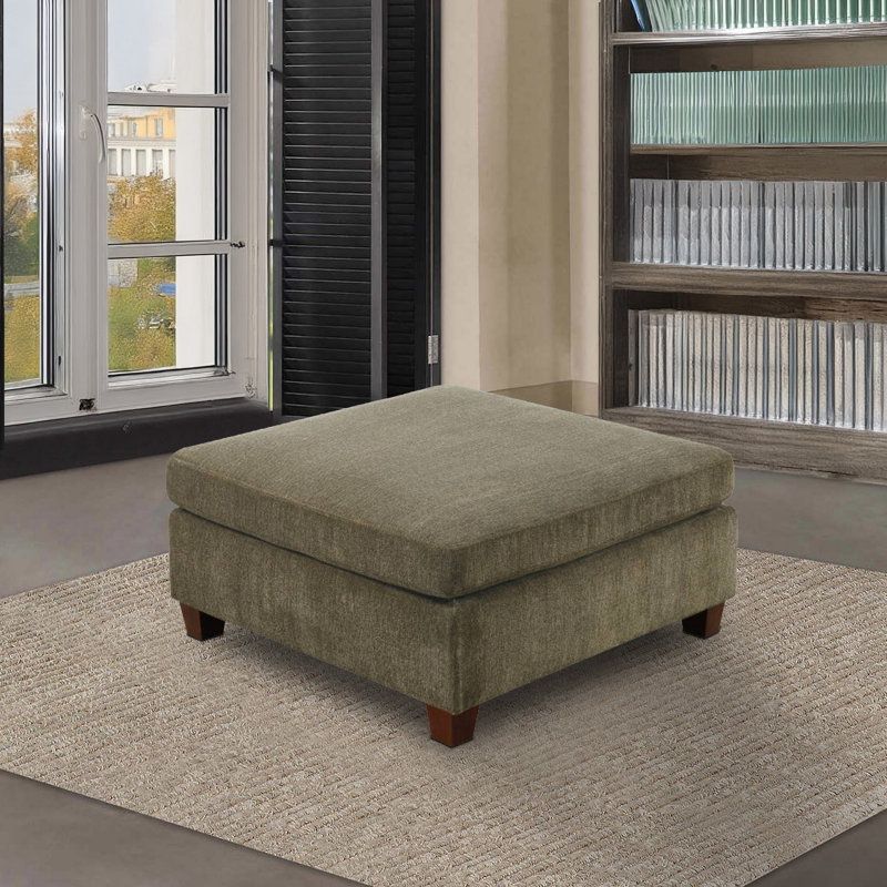 Square Chenille Cocktail Ottoman, Brown