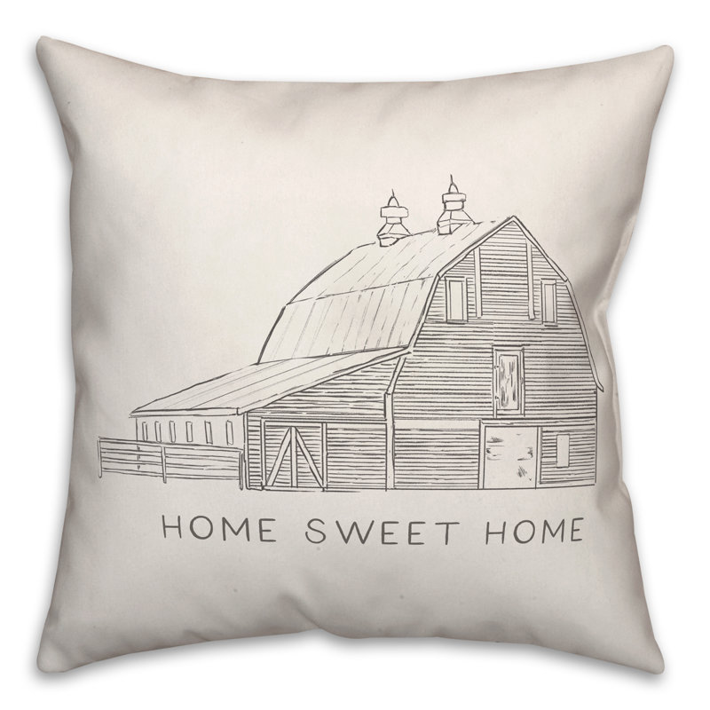 Home Sweet Home Beige Cotton Farmhouse Throw Pillow