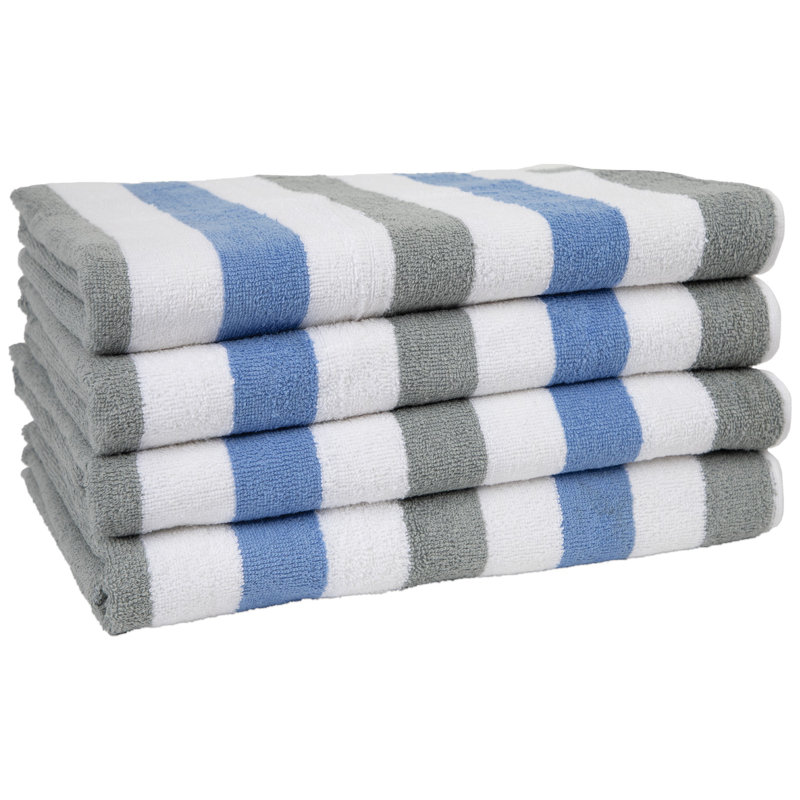 Arkwright Cabo Cabana 100% Cotton Beach Towels (Pack of 4), Gray/Navy