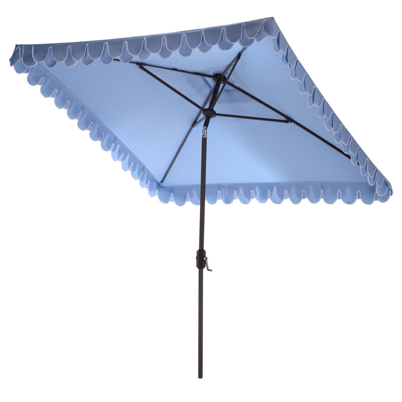 Outdoor Sasha Crank Umbrella, Baby Blue/White