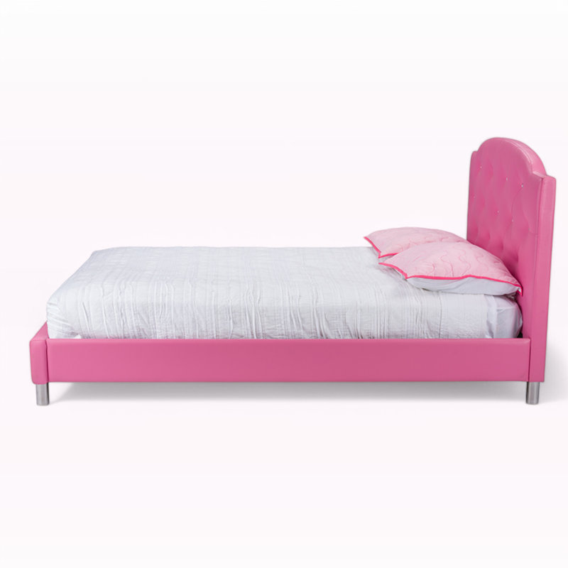 Lit plateforme en similicuir Karina, rose, H 39,51 po x l 62,76 po x L 85,97 po Karina, Double, Rose