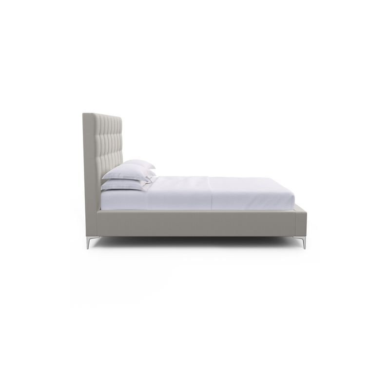 Bryant Upholstered Bed, Ebony, Twin, Box Weave Linen Silver Streak