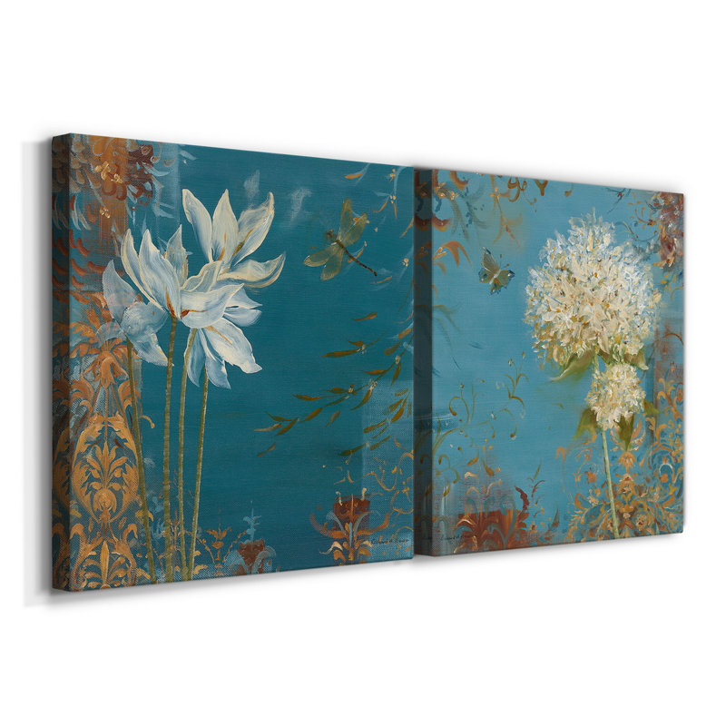 «Krishna's Garden I», ensemble de 2 reproductions d'art sur toile tendue, H 40 po x l 80 po x P 1 po