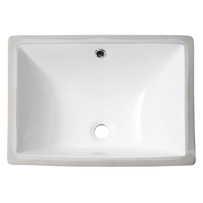 Modern Rectangular Ceramic Sink With Overflow - 18.5"X13.5" White Undermount, Stain For Bathroom, Office, , Restaurant Spaces Bathroom Undermount Modern, Elegant, Overflow, Multiple Areas