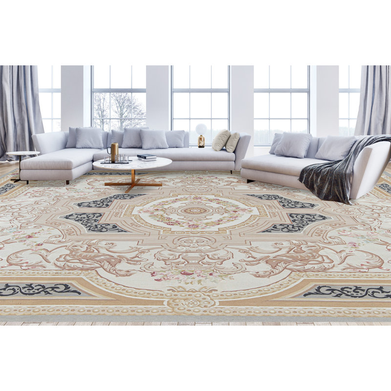 Hand-Knotted High-Quality Beige and Gray Area Rug