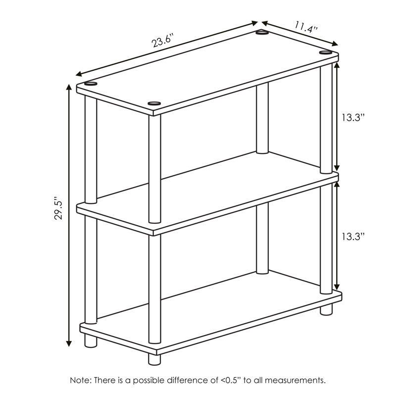 Étagère compacte à 3 niveaux avec support rond, H 29,5 po x l 23,6 po x P 11,4 po, Rose/Blanc