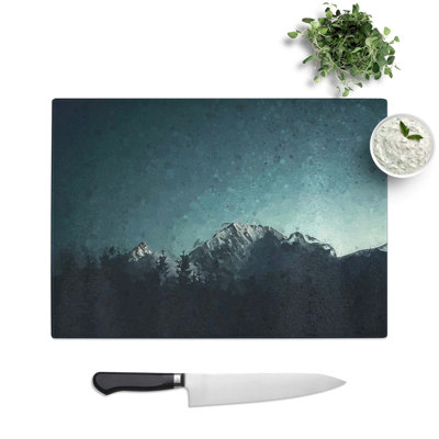 Tempered Glass Snow Capped Mountain Chopping Board