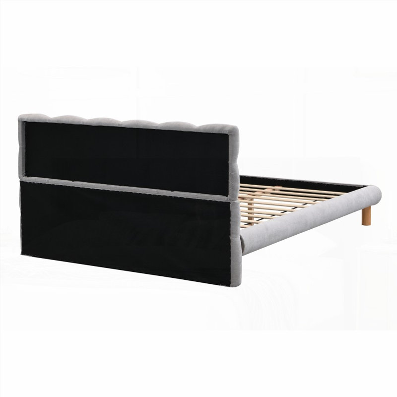 Cadre de lit plateforme grand tapissier - aucun sommier nécessaire, robuste et amp; Durable, Full
