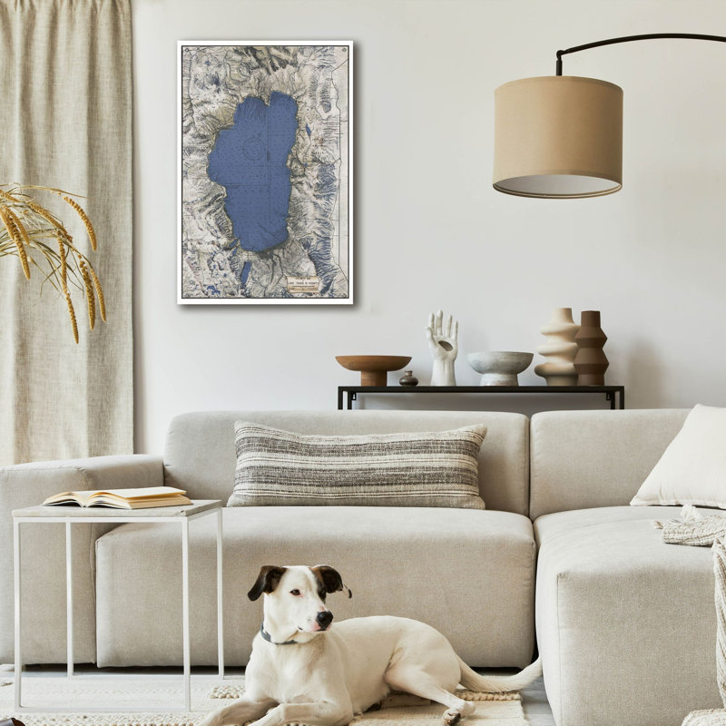 «Lake Tahoe Map» par Stellar Design Studio, art mural en verre acrylique, H 36 po x l 24 po x P 0,2 po