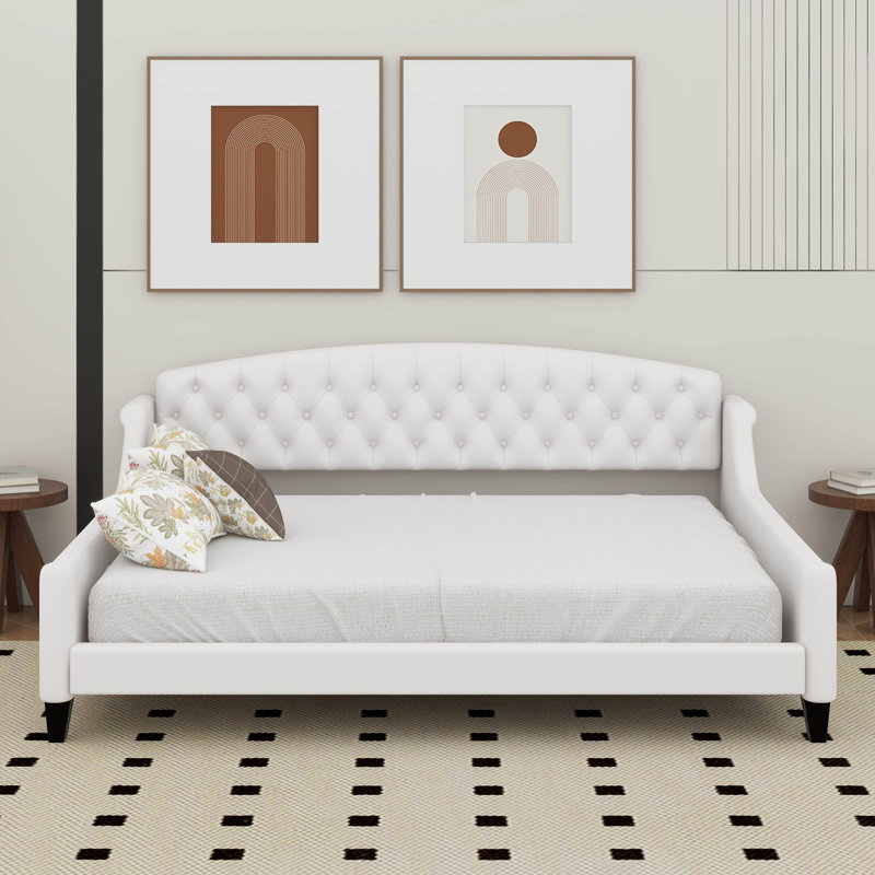 Lit de jour double capitonné de luxe moderne, Beige