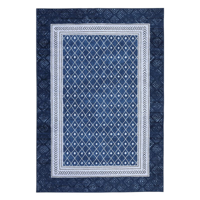 Geometric Bordered Machine Washable Rug with Rubber Backing for Living Room Modern Non-Slip Dining Room Rug Easy-Cleaning Floor Carpet for Bedroom