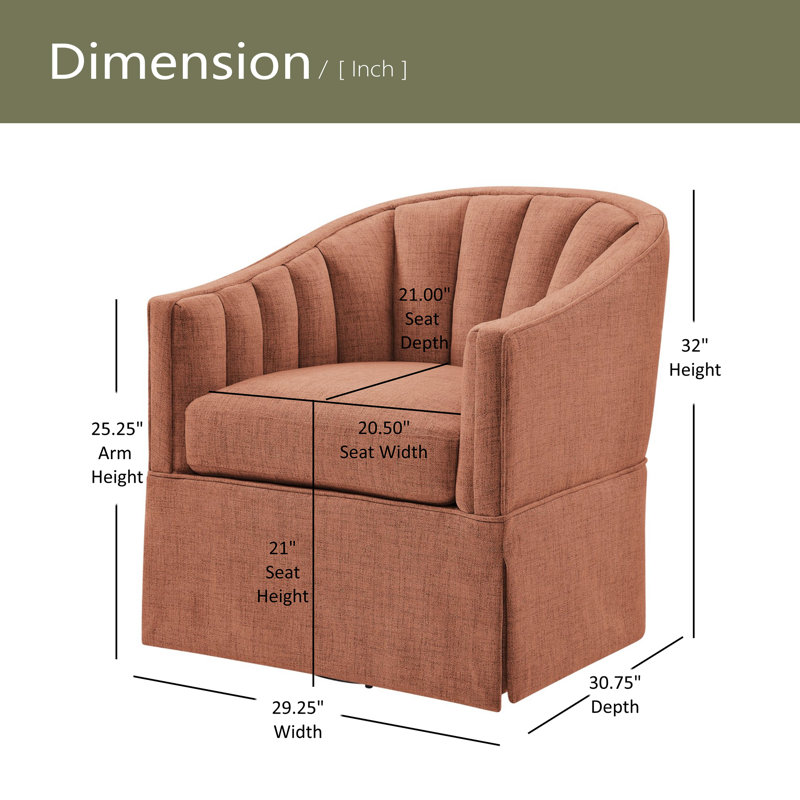Fauteuil d'appoint pivotant avec jupe Solitude, Corail