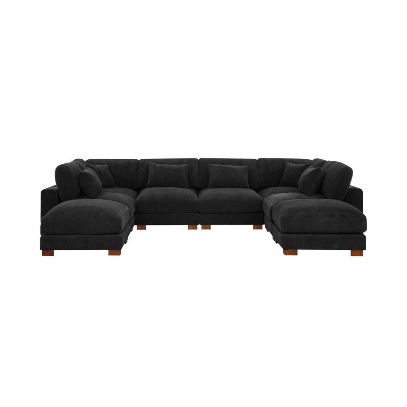 Chrisley Modular Corduroy Sectional, Black Corduroy