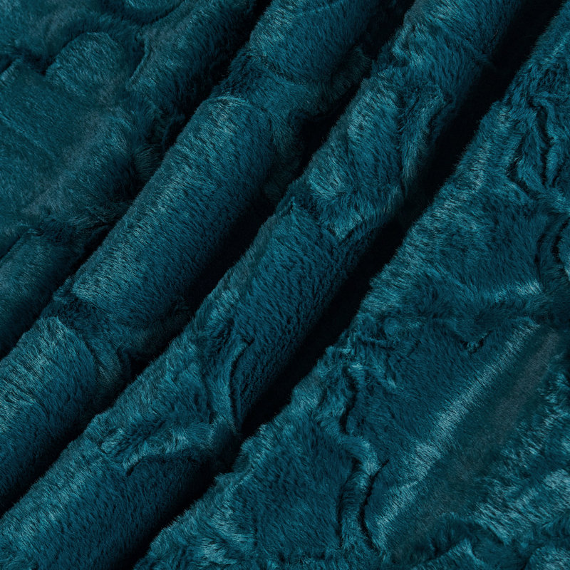 Dark Teal Faux Fur and Sherpa Reversible Throw Blanket, 50" x 60"