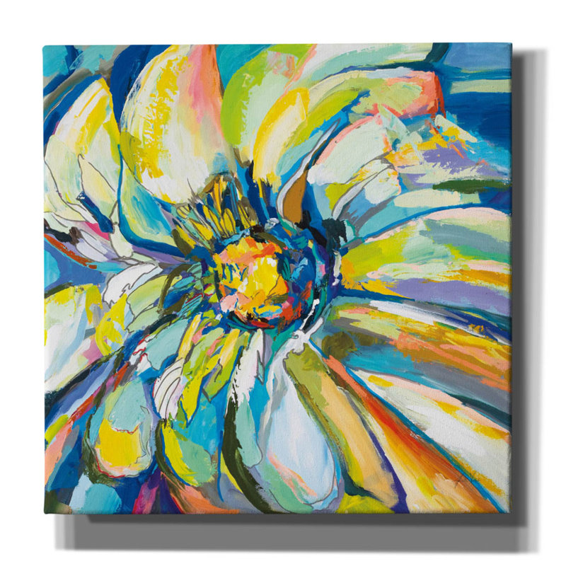 «Zinnia» par Jeanette Vertentes, art mural sur toile, 12 po x 12 po, H 12 po x l 12 po x P 0,75 po