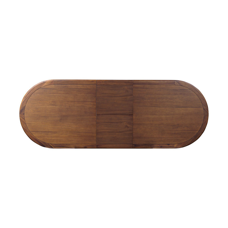 Extendable Oval Solid Wood Dining Table, Toasted Walnut