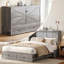 Grand lit escamotable avec USB, tiroirs de rangement et matelas à trois volets-1861664558