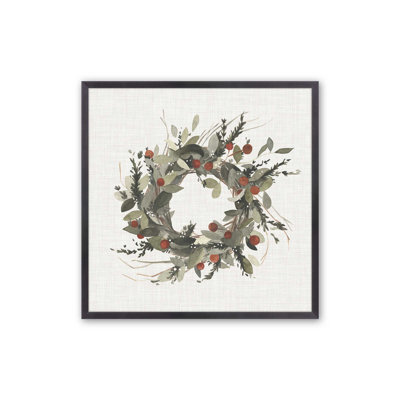 Holiday Wreath with Berries I Rolled Print