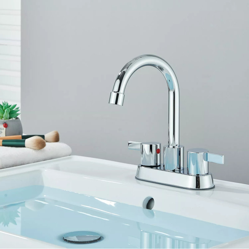 2-handle Bathroom Faucet with Drain Assembly