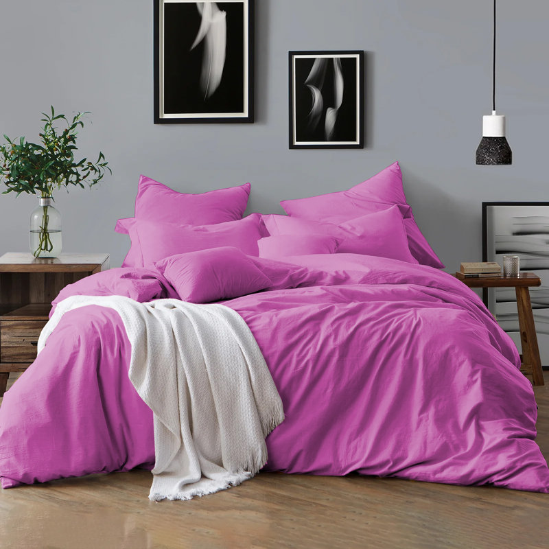 Klarita 100% Microfiber 300TC Reversible Duvet Cover Set with Pillowcase, Purple, Super King - 2 Pillowcase (50 x 75 cm)