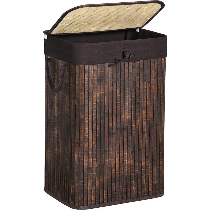 Panier à linge en bambou avec poignées, H 23,6 po x l 15,7 po x P 12 po