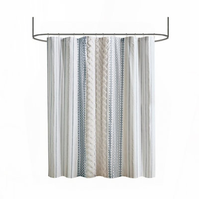 Cotton Printed Shower Curtain with Chenille