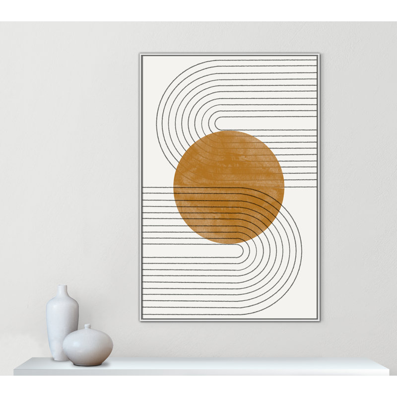 Échos courbés par Miuus Studio, Framed Canvas, 41.5'' W x 61.5'' H, Flotteur blanc