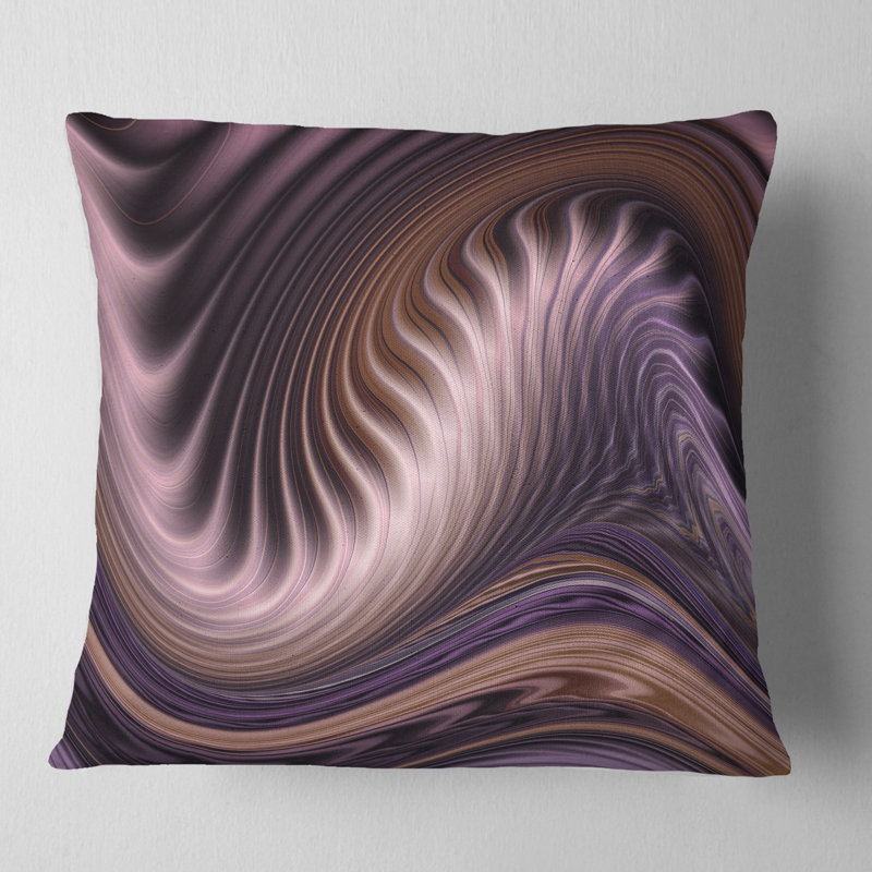 Art mural fractal mauve - oreiller abstrait imprimé, 18 po x 18 po, Coussin décoratif