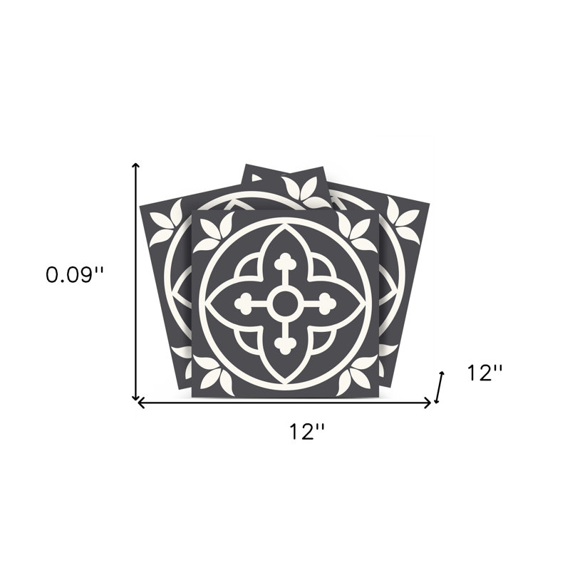 Carreaux amovibles 12 po x 12 po gris et blanc Tulipa