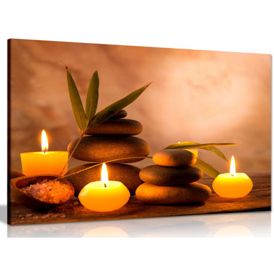 Aromatic Candles & Zen Stones - Wrapped Canvas Print