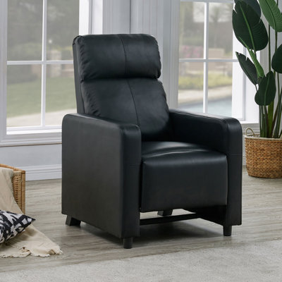 Banesa Upholstered Home Theater Push Back Recliner Black by Wade Logan