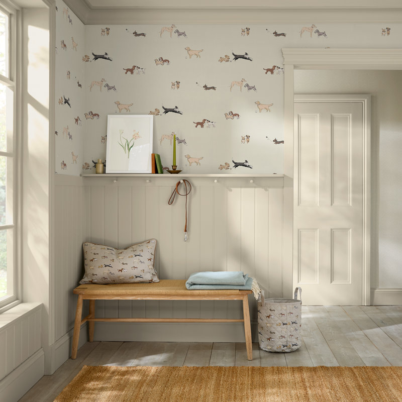Sophie Allport Doggy Daycare Mossbank Wallpaper, White