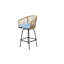 Ensemble de 4 tabourets de bar d'extérieur avec dossier et repose-pieds, sièges de patio en acier bleu