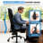 Reclining Office Chair With Lumbar Support And Adjustable Headrest 400Lbs Executive Chair With Foot Rest PU Leather Ergonomic Desk Chair,Linkage Armrests