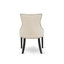 Cet ensemble de salle à manger 5 pièces comprend une table de salle à manger de style Mid-Century et 4 chaises de salle à manger modernes en tissu de lin beige clair avec dossier capitonné - noir-490653020
